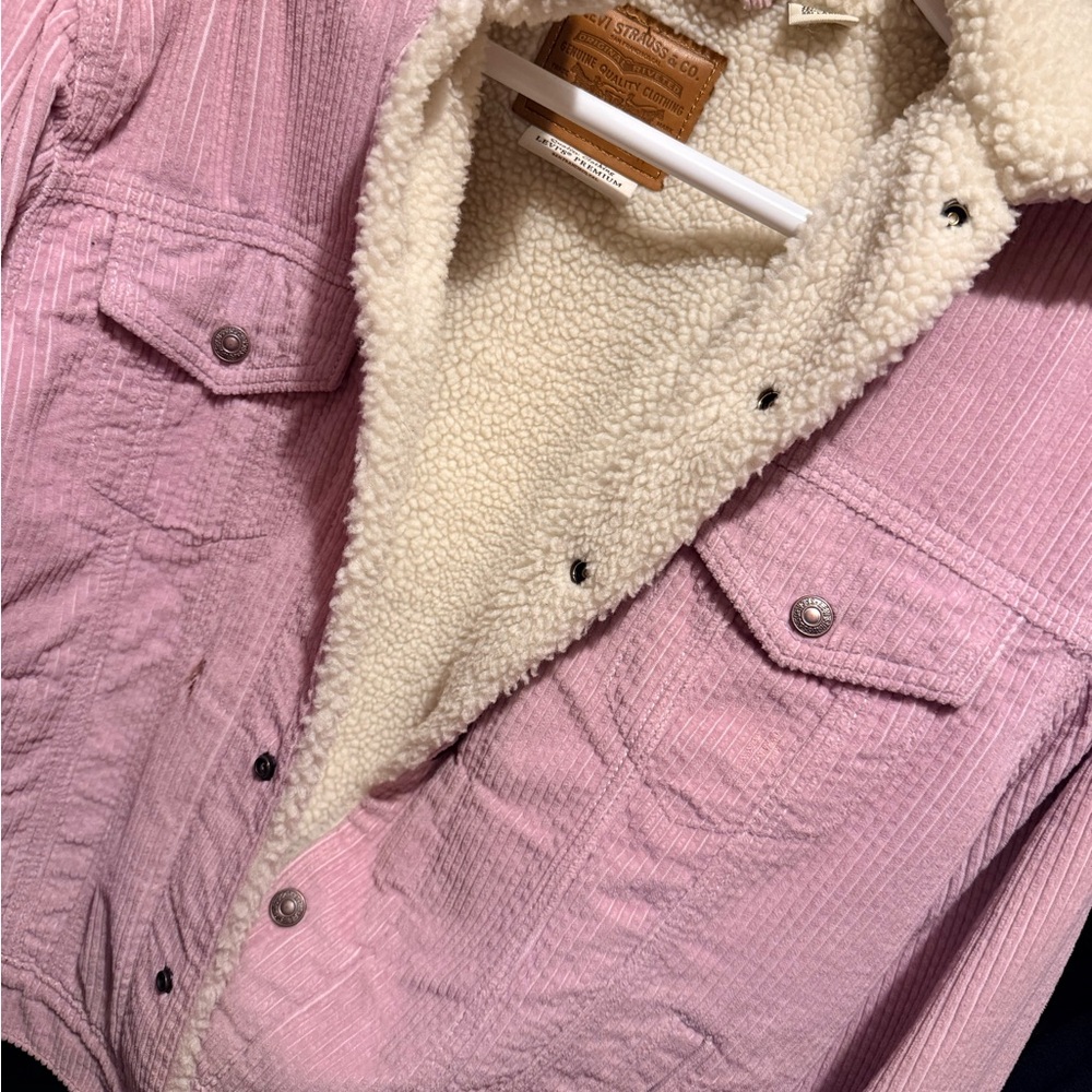 Levi's Pink Corduroy Bomber Jacket with Sherpa Lining